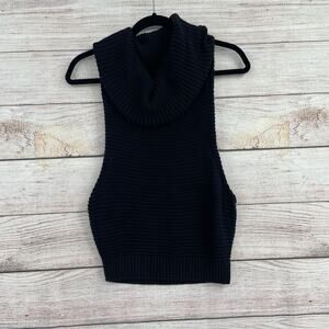 One Teaspoon Rib Knit Turtleneck Racerback Sweater Women's Size Small Black